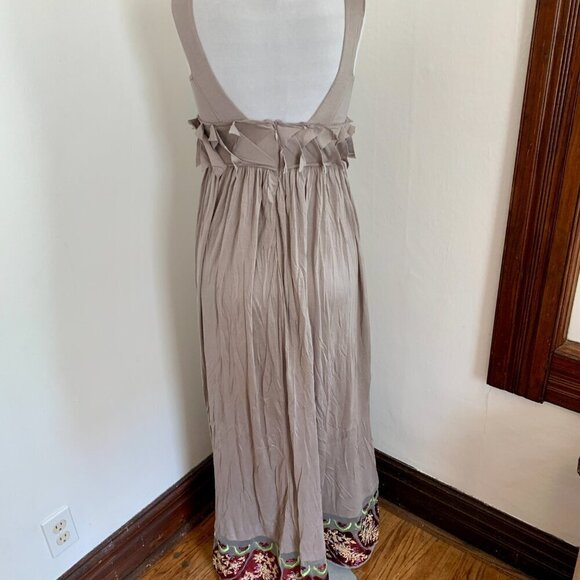 Rina Dhaka Indian Volubilis Maxi Boho Anthropologie Sequin Beaded Soft Gray dres - Picture 14 of 16